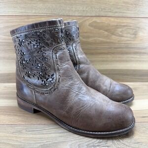 Corral Indie Spirit Boots Womens 9 M Brown Inlay Back Zip Ankle Boho